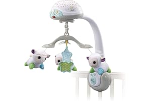 VTech Baby Lullaby Lambs Mobile, with Colourful Light Patterns, Soothing Music, White Noise & Nature Sounds, Gift for Babies 0, 3, 6, 9+ Months, English Version