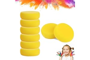 DWFEYOI 8 pièces Ronde Peinture éponge, Jaune Artisanat Artiste éponges Argile aquarelles éponge pour Visage Peinture Art Artisanat poterie Argile Nettoyage céramique Mur,Eponge