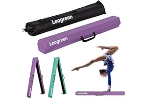 Leogreen Poutre Gymnastique Pliable 240/270cm Cuir de PU Poutre d'équilibre Equipement d'entraînement de Gymnastique avec Fond Antidérapant pour Enfants, Débutants et Gymnastes Professionnels