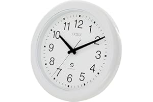 OCEST Sealed Waterproof Garden Wall Clock, 12 Inch Large Indoor Outdoor Clocks, Silent Non-Ticking Battery Operated Quartz Round for Patio, Pool, Lanai, Fence, Kitchen, Bathroom (White)