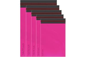 50 bolsas de paquete de color rosa intenso, bolsas de correo, bolsas de correo, 5 tamaños, 10 bolsas postales de polietileno autoselladas, bolsas de correo iSOUL pequeñas a grandes, bolsas de embalaje