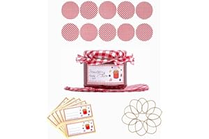 Doilie Kit (10) Jam Jar Decoration Kit by Helen's Own International - 10x Fabric DOILIES + 10x Labels + 10x Rubber Bands - Decorations for Jars of Preserves, Fruit, Canning Accessories