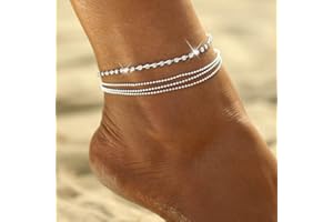 Yean Cavigliera d'argento Bracciale alla caviglia in cristallo Catena a strati per donne e ragazze