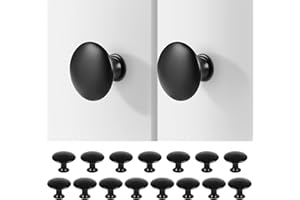 VORTIX 15 sztuk gałek meblowych, matowo-czarne, uchwyty do szafek w stylu vintage, metalowe uchwyty do szuflad, 30 mm, idealne do szafek kuchennych, komód i ulepszeń mebli (15, czarne)