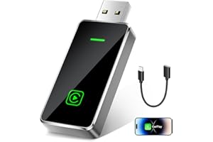 CUGEFRE Adattatore CarPlay Senza Fili Compatibile con iPhone, Converte il Cavo di Serie in un Dongle CarPlay Senza Fili, Plug & Play per iOS 10+ e Auto dal 2019+, Controllo Vocale Intelligente, Nero