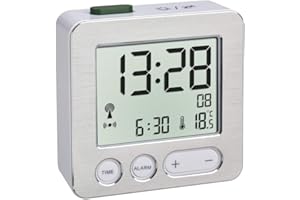 ‎TFA DOSTMANN TFA Dostmann 60.2545.54 cyfrowy budzik radiowy, tworzywo sztuczne, biały/srebrny, 66 x 22 x 68 mm