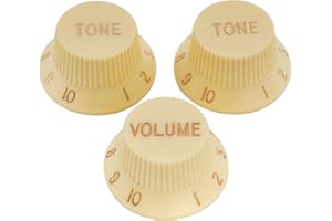 Musiclily Pro Imperial Zoll Strat Knobs Gitarre Knöpfe Potiknöpfe 1 Volume 2 Tone Control Knobs Set für USA Fender Stratocaster E-Gitarre, Cream