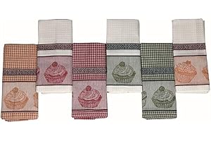 Vingi Set Strofinacci Cucina Canovacci 6Pezzi 100% Cotone Idea Regalo Corredo VAR. 2 (Arancio) -