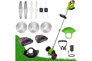 Best Direct Rotorazer Débroussailleuse électrique 8 en 1, 2 batteries 21 V, coupe-bordures, tondeuse, coupe-gazon, divers accessoires, tête pivotante à 90° (tondeuse + 2 batteries + 3 lames)