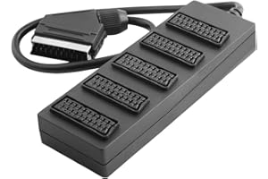 BestPlug Répartiteur audio vidéo - 1 prise péritel mâle vers 5 prises péritel femelle - Avec câble de 40 cm - Noir