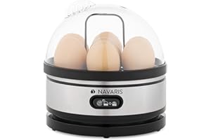 Navaris Cuiseur à Œufs Électrique - Appareil Vapeur pour 1 à 7 Œufs avec Doseur et Perce-Œufs - Œuf à la Coque Mollet ou Dur
