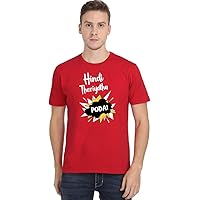 Crazy Punch Hindi Theriyathu Poda Men's Red Half Sleeve Tamil Round Neck T-Shirt
