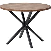 GrandCA HOME Round Dining Table with Modern MDF Effect Top, Kitchen Dining Table with Four Metal Legs, for Dining Room, Livin