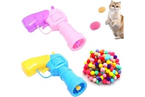 SLEEKEE 2 pistolety do zabawek, 40 sztuk pluszowych piłek, miotacz piłek, interaktywna zabawka dla kotów, bezgłośne pluszowe piłki, kuleczki do żucia dla kota