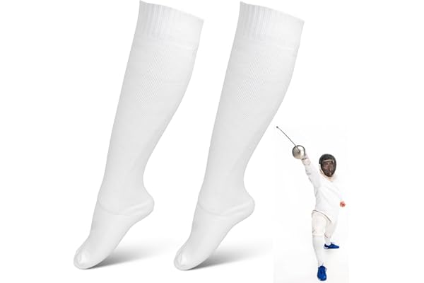 Chaussettes D'escrime pour épée, Sabre et Feuille Coton épaissi Unisexe Bas de Protection Clôture Genou Chaussettes Hautes bas Décontractés Sport Tube Chaussettes Blanc pour Unisexe