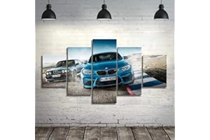 BAIOKAISHUII Affiche imprimée sur Toile décor à la Maison 5 pièces HD BMW M3 Bleu Sport Voiture peintures Mur Art Photos Salon modulaire-sans Cadre