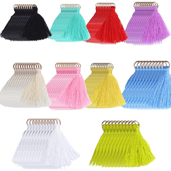 GIDWRIY 80 Pièces Glands Loisirs Creatifs 2CM,Mini Gland Pompons Pour Bijoux,Breloque Glands Couture,Glands Pendentif,Glands Tassels,Decoration Glands Porte Clé Pour Les Bijoux De Bricolage