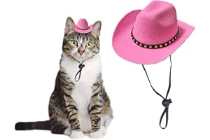 AWOCAN Dog Cowboy Hat Cat Cowboy Hat Pet Cowboy Costume Mini Cowboy Hat for Dogs Cat Holiday Halloween Pet Party Decoration (Pink, Small)