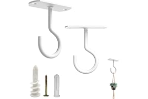 NACETURE Ceiling Hooks Heavy Duty - Plant Hooks for Ceiling Hanging Hooks for Hanging Basket Hooks Light Bird Feeder Wind Chimes Indoor Outdoor Decoration (Weiß, 2er-Set, 2,5 Zoll)