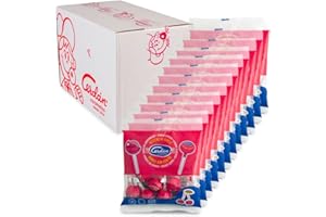 Caramelos Cerdán - Caramelo con Palo Relleno de Chicle Sabor Cereza | Ideal para Fiestas, San Valetín y Cumpleaños | 15 Bolsitas x 7 Chupachups