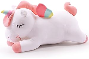 SNOWOLF Peluche unicorno unicorno con ali di arcobaleno, giocattolo Kawaii per ragazzi e ragazze, 40 cm, bianco