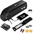 X-go Electric Bike Battery 48V 13AH for 150-1000W Motor, Ebike Battery with 5-Pin Bottom Plate, USB Port, Power Switch, Charger & Security Lock, Large Capacity Stable