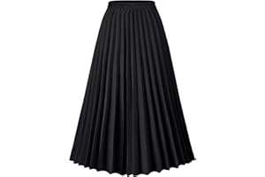 COMEFOHOME Womens Leopard Print Skirt Long Maxi Elasticated Waist Pleated A Line Skirts Boho Ladies