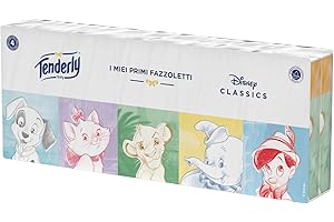 Tenderly chusteczki dla dzieci Disneya, 10 miękkich chusteczek dedykowanych dla najmniejszych pośladków, nadaje się do wrażliwej skóry, 4 welony, wykonane we Włoszech, testowane dermatologicznie