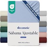 Dreamzie - Fitted sheet 180 x 200 cm adjustable - ultra soft microfibre | Blue &middot; For mattresses up to 35 cm &middot; OEKO-TEX certif