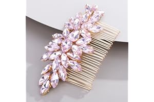 Chargances Crystal Bridal Hair Comb Lavender Wedding Rhinestonel Hair Side Comb Fashion Hair Clip Handmade Hair Accessories for Bride Wedding Prom Flower Girl Headpieces (Lavender)