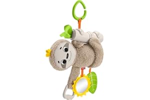 FISHER-PRICE BABY Fisher-Price Mon Paresseux d'Activités, peluche bébé à transporter ou à accrocher à la poussette, bras animé, dès la naissance, FXC31