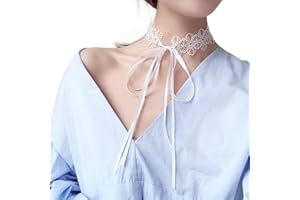 Inateannal White Lace Flower Choker for Women Girls Gothic Bowknot Choker with Long Ribbon Vintage 90s Lace Tattoo Choker Collar Necklace Wedding Necklace Jewelry for Bridal