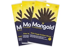 BBLISS 3 X Gardening Rubber Gloves Extra Tough & Non-Slip Grip for Outdoor Cleaning | Roll-top Cuffs Cotton-lined & Double Layered | Extra Large Black