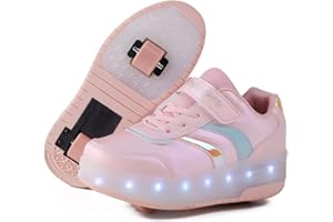 SILY LIFE Light up Trainers with Wheels,LED Shoes with Wheels, Girls LED Wheels Shoes Skates,Kids Roller Skate Trainers,USB Recharge .Kids'Gift for Party Birthday