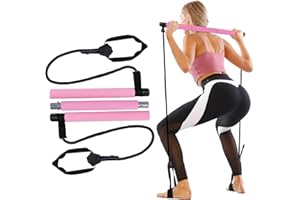 GLKEBY Pilates Stick Falten Pilates Stick Spannung Seil Einstellbare Yoga Flexibilität Übung Arm Stärke Taille Bein Übung