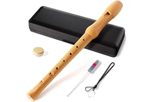 Fansjoy Flauta Dulce Soprano de Madera, Flauta Dulce con Funda & Kit de Limpieza para Escolar Niños Principiantes, Digitación Barroco