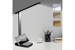 AURUZA LED Desk Lamp - Reading Lamp with Touch Control, Work from Home Essentials, Foldable Table Lamp with USB Plug in DC5V 1A, Eye Caring Reading Light for Office, Dormitory (Black)