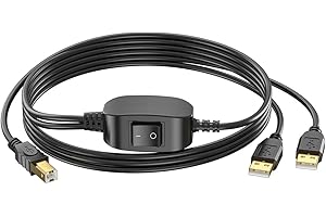 Herfair 2 x kabel do drukarki USB A do USB B, rozdzielacz przewodu drukarki 2 w 1 na dwa komputery, USB A do B męski do szybkiego USB 2.0 drukarki (1,5 m)
