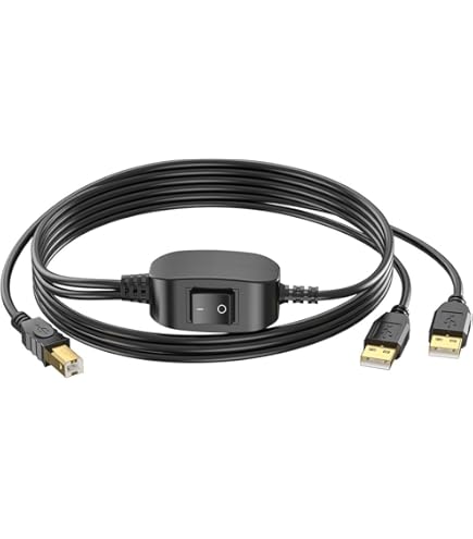 Lot De 2 Câbles D'imprimante USB 2 M Avec Interrupteur ON/OFF, CTRICALVER USB 2.0 A Vers B Avec Interrupteur, Pour Imprimantes, Télécopieurs, Scanners, Machine Tout-en-un