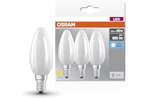OSRAM Lampe à filaments Star, E14-base, verre dépoli ,Blanc froid (4000K), 806 Lumen, Remplacement de la traditionnelle 60W-Ampoules 3-Pack