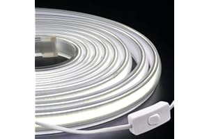 XUNATA Striscia LED COB 220V con Interruttore, Alta luminosità 288 LED/m, IP65 impermeabile, Nastri LED Flessibile Luce a Corda con Alimentatore (3 Metri, Bianco Freddo)