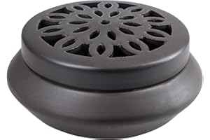 ZYDYRX Bruciatore D'incenso Ceramica Nera Bruciatore Incenso con Coperchio D'incenso Rotondo Ceramica Piccolo Incenso per Relax Meditazione 11.6 × 5.3cm Colore Nero