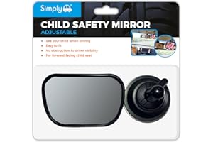 Simply Auto Car Mirror | 360° Fully Adjustable Child Safety Car Mirror For Forward Facing Seat | Increase Visibility, Safety | Universal and Easy Fit