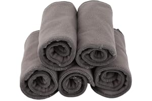 ZERODIS 5Pcs Baby Nappy Liners Soft Washable Cloth Diaper Bamboo Charcoal Reusable Insert Liner Nappy Pad for Newborn Toddler Kids