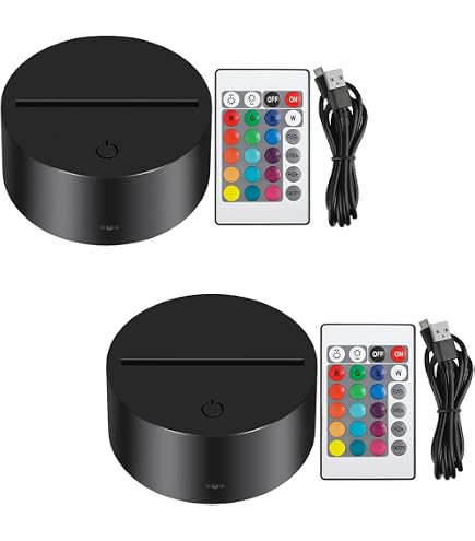 2 Pezzi Base LED Con Telecomando - Lampada Notturna 3D, 16 Colori, Per Camera E Bar - Foto 5
