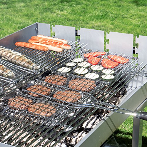 Rustler Burger Grillwender für bis zu 6 Burgerpatties | Grillkorb ist rechteckig und mit verchromten Gitterteilen aus Metall | ergonomisch geformter Griff mit Aufhängeschlaufe - 8
