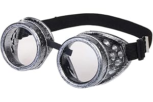 Morefaz Welding Cyber Goggles Steampunk Goth Cosplay Sunglasses 50s Round Glasses Vintage Hippy Party Fancy Dress MFAZ Ltd