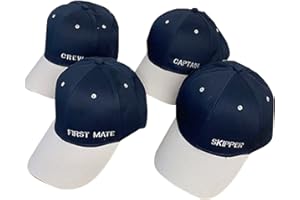Thorness Men's Adult Blue Nautical Baseball Cap Set of 4 - Captain Skipper First Mate and Crew Hats for Sailing Boating Accessories