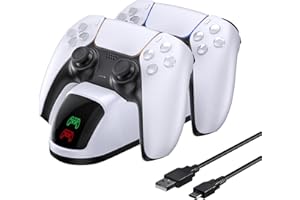 NexiGo PS5 Ladestation mit 2 LED-Anzeige, PS5 Controller Charger für Sony Playstation 5 Konsole, PS5 Zubehör Ladegerät mit 2 TypeC Ladekopf, mit PS5 Wireless DualSense Controller Ladegerät