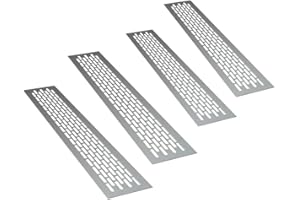 sossai® Griglia di ventilazione in alluminio - Alucratis (4 pezzi) | Rettangolare - dimensioni: 44 x 8 cm | Colore: alu | areazione